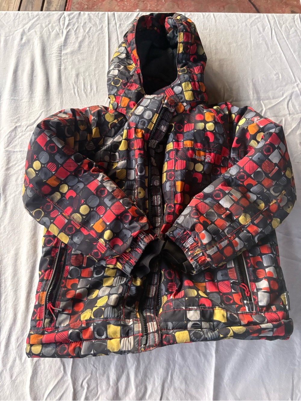 Kids Kamik Multicolor Patterned Snowboard/Ski Jacket with Hood